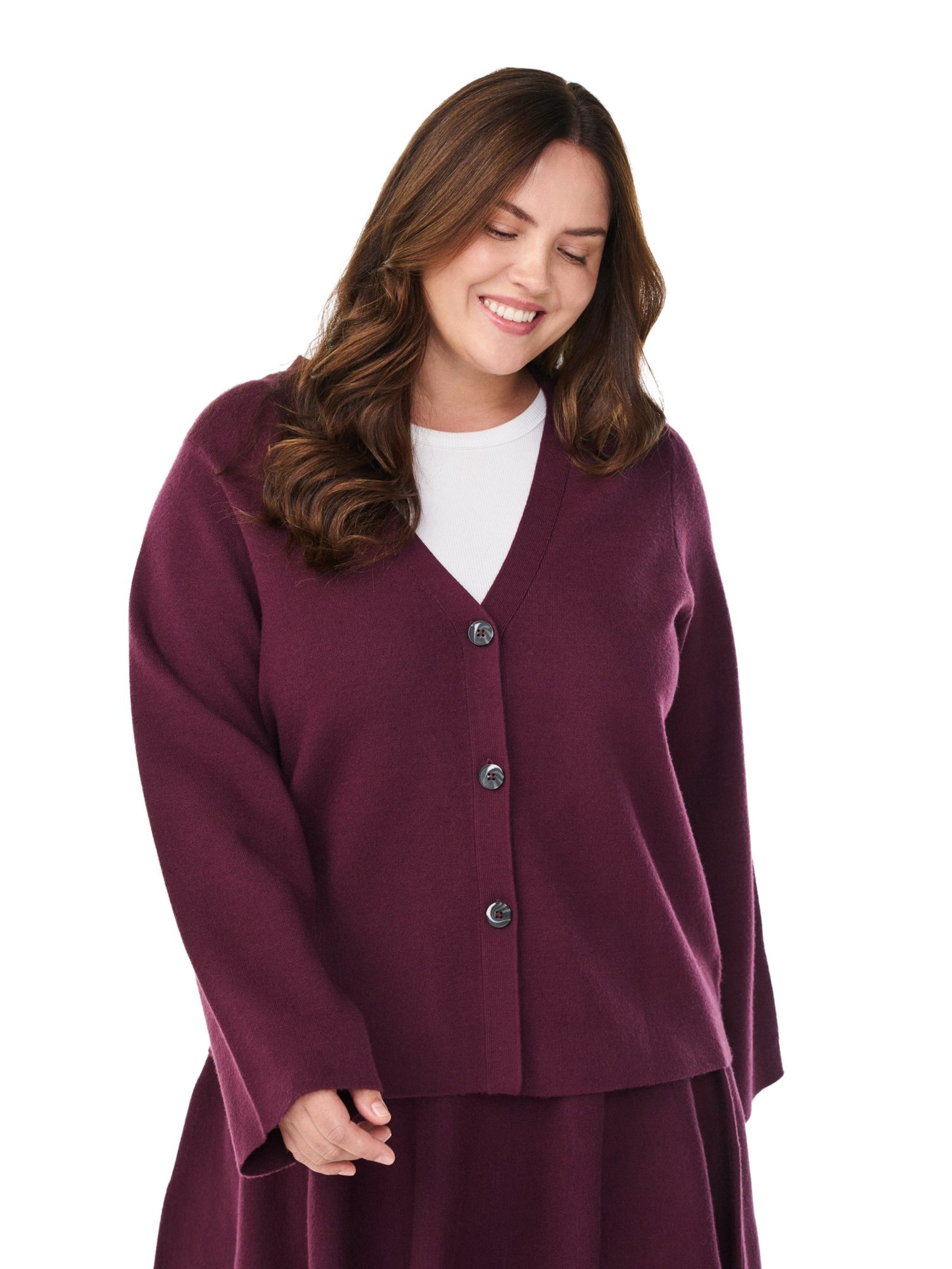 Zizzi Вязаная кофта 'MZOE' в Красный: спереди