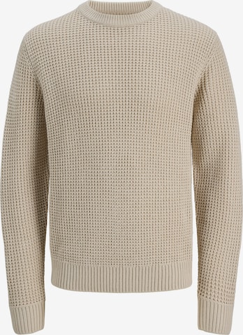 Jack & Jones Plus Свитер 'JJGLOBAL' в Бежевый: спереди