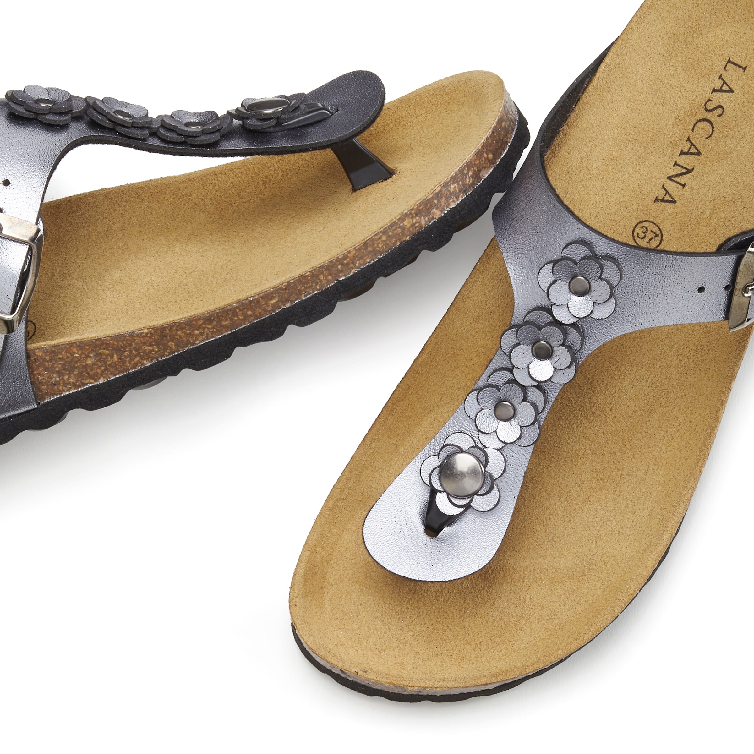 LASCANA T-Bar Sandals in Silver