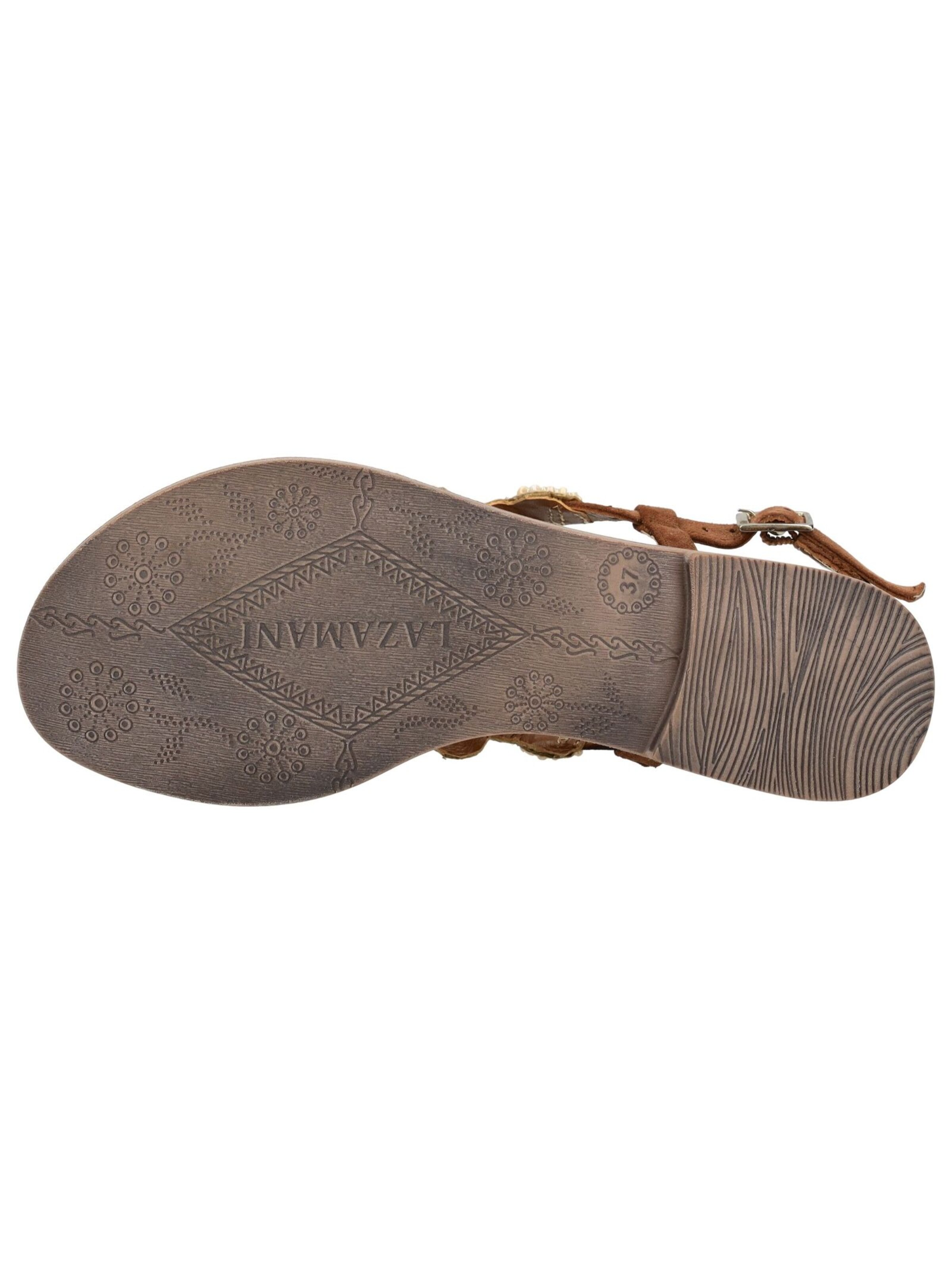 LAZAMANI T-Bar Sandals in Brown