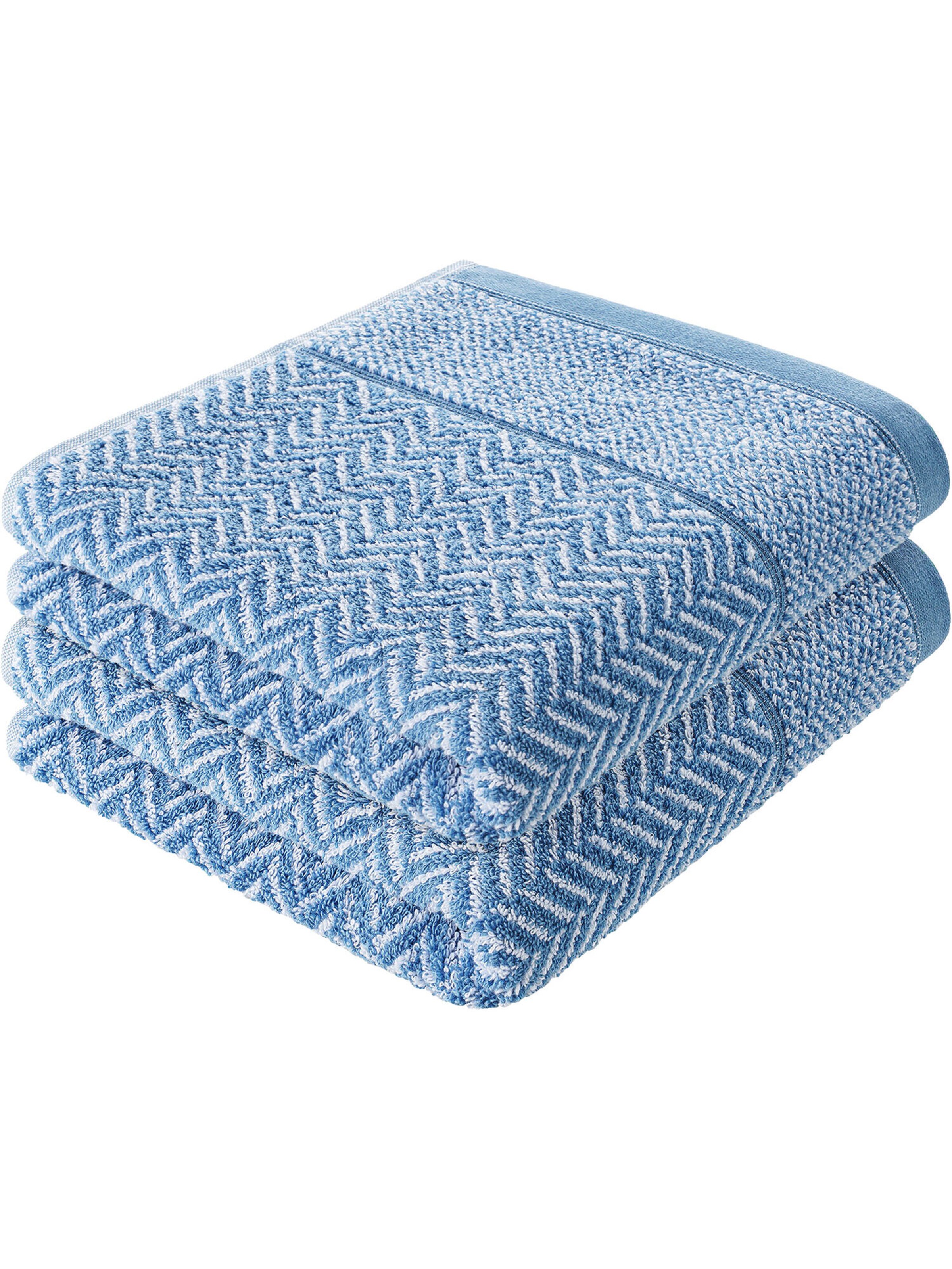 Herzbach home Handtuch Italian im 2er SET, Flächengewicht 500 gsm in Blau: Vorderseite