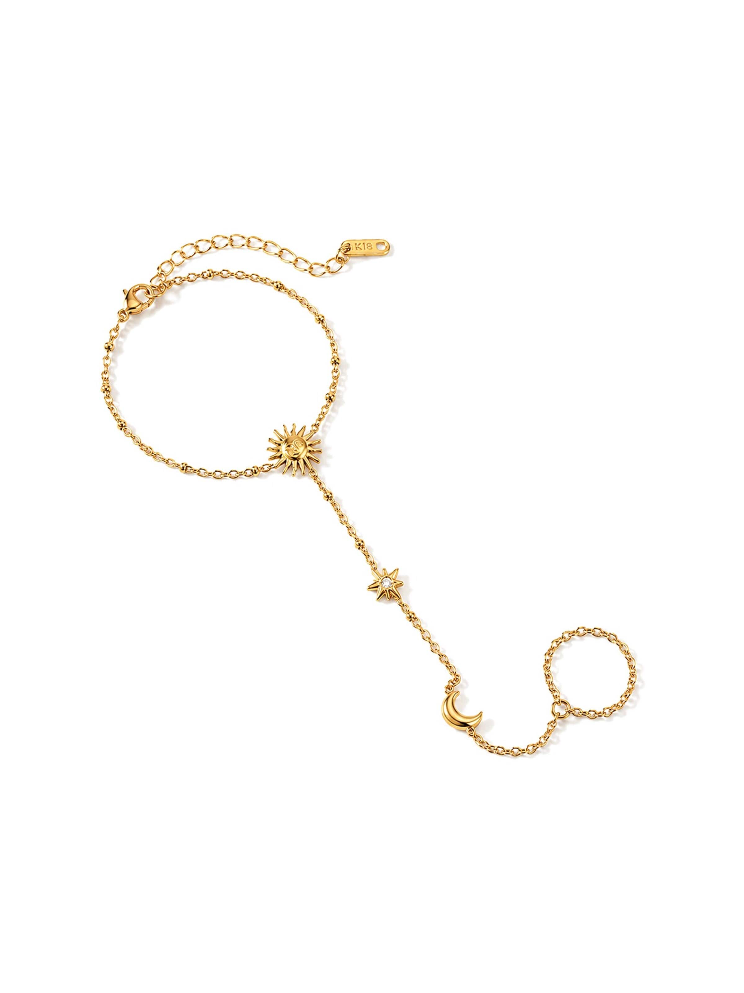 hiBALI Bracelet 'Stella Hand Chain' in Gold: front