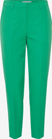 ICHI Slim fit Pleated Pants in Green: front