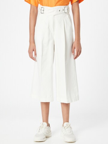 Sisley Wide leg Pleat-front jeans in White: front