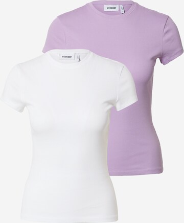 T-shirt WEEKDAY en violet : devant