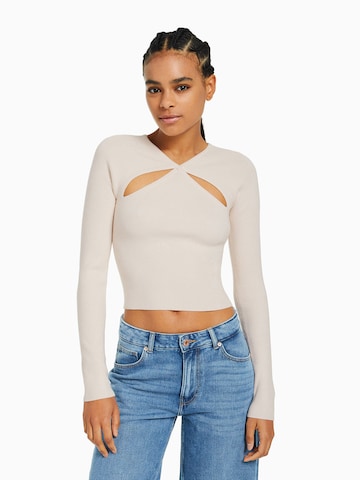 Bershka Sweater in Beige: front