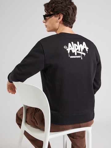 Bluză de molton de la ALPHA INDUSTRIES pe negru: față