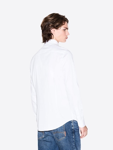 ARMANI EXCHANGE Kitsas lõige Triiksärk 'Camicia', värv valge