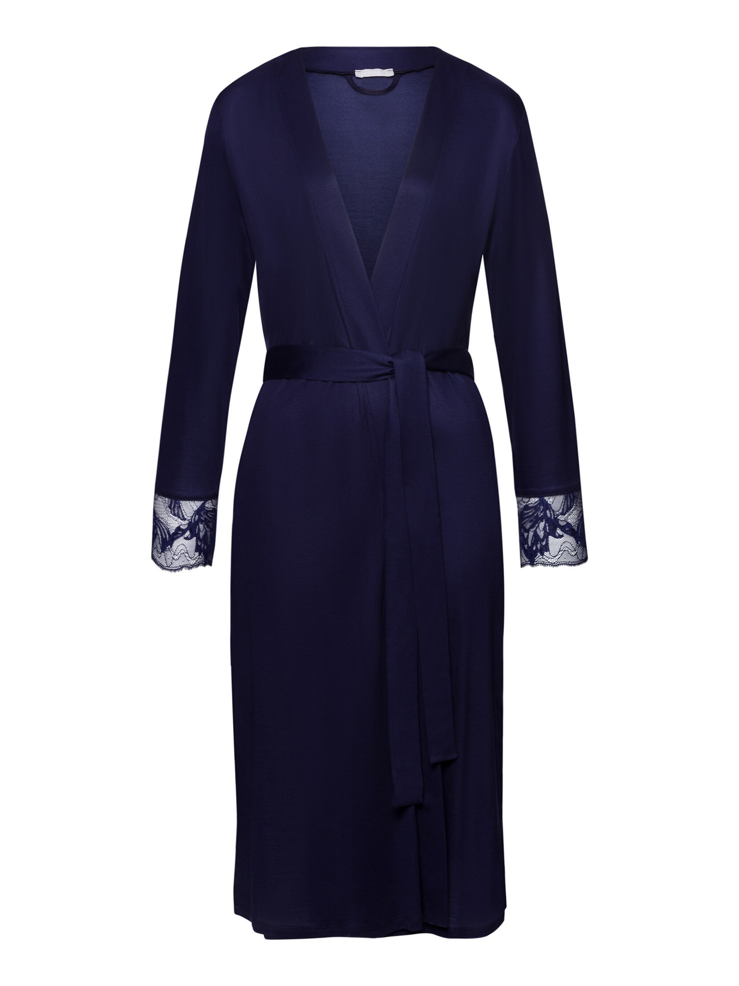 Hanro Morgenmantel 'Eva' in Blau: Vorderseite