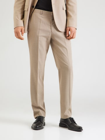 HUGO Regular Панталон с ръб 'Hesten' в кафяво: отпред