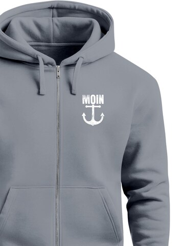 Neverless Zip-Up Hoodie 'Moin Anker' in Grey