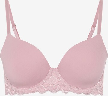Hanro T-shirt Bra ' Moments ' in Pink: front