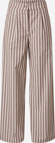 ABOUT YOU x Sharlota Wide leg Pleat-Front Pants 'Jenna' in Brown: front
