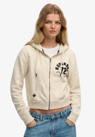 Veste de survêtement Superdry & Co en beige : devant