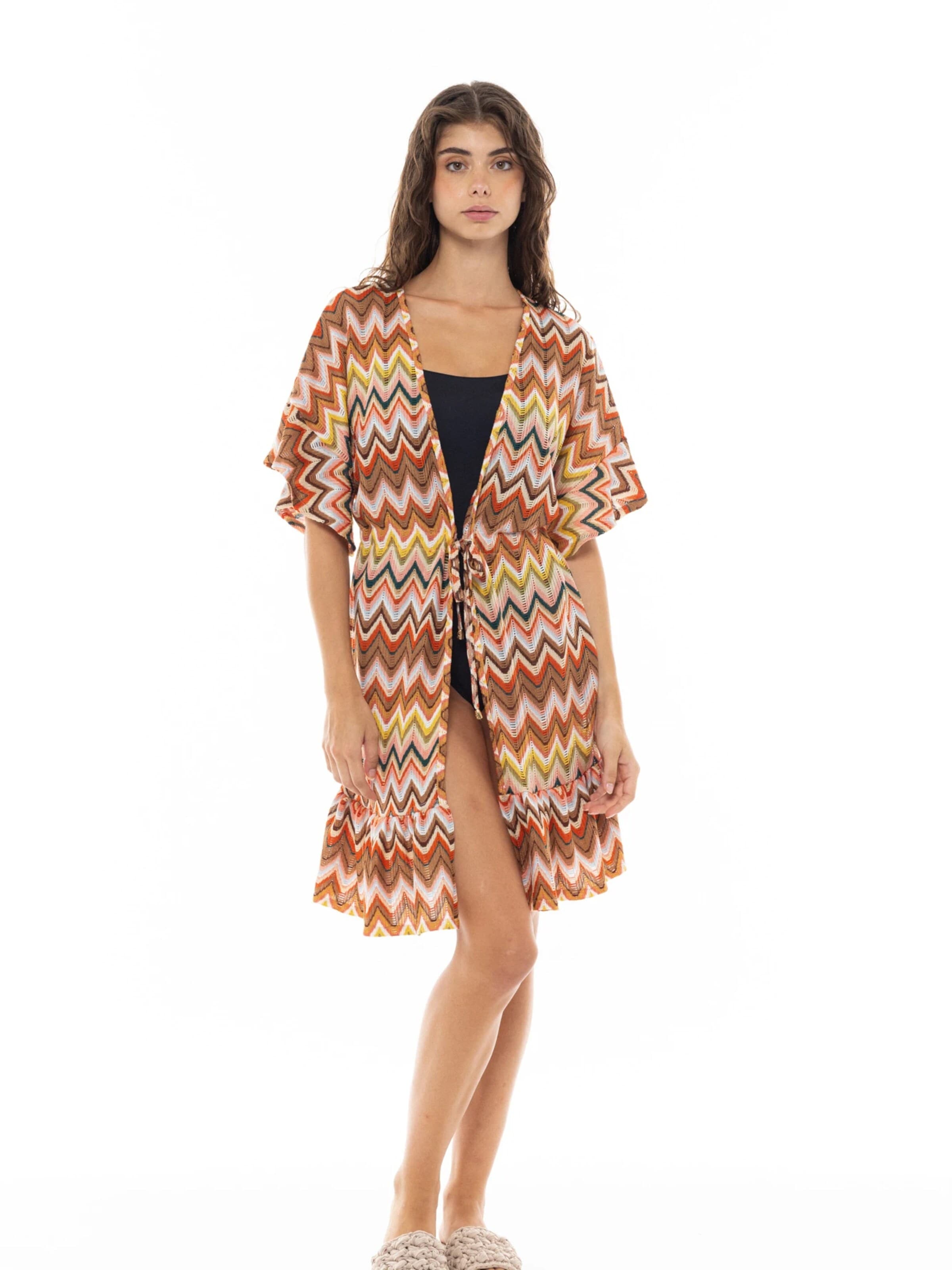 Pink Label Sommerkjole 'BEACHWEAR EMBRODERY RAINBOW' i orange: forside