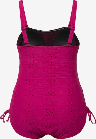 Ulla Popken T-shirt Swimsuit in Pink