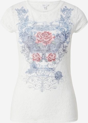 GUESS T-shirt 'ROSE WINGS' i vit: framsida
