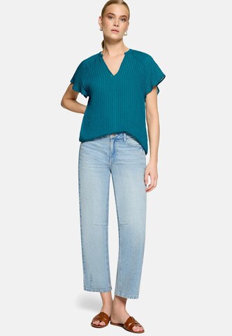 zero Bluse mit V-Ausschnitt in Blau