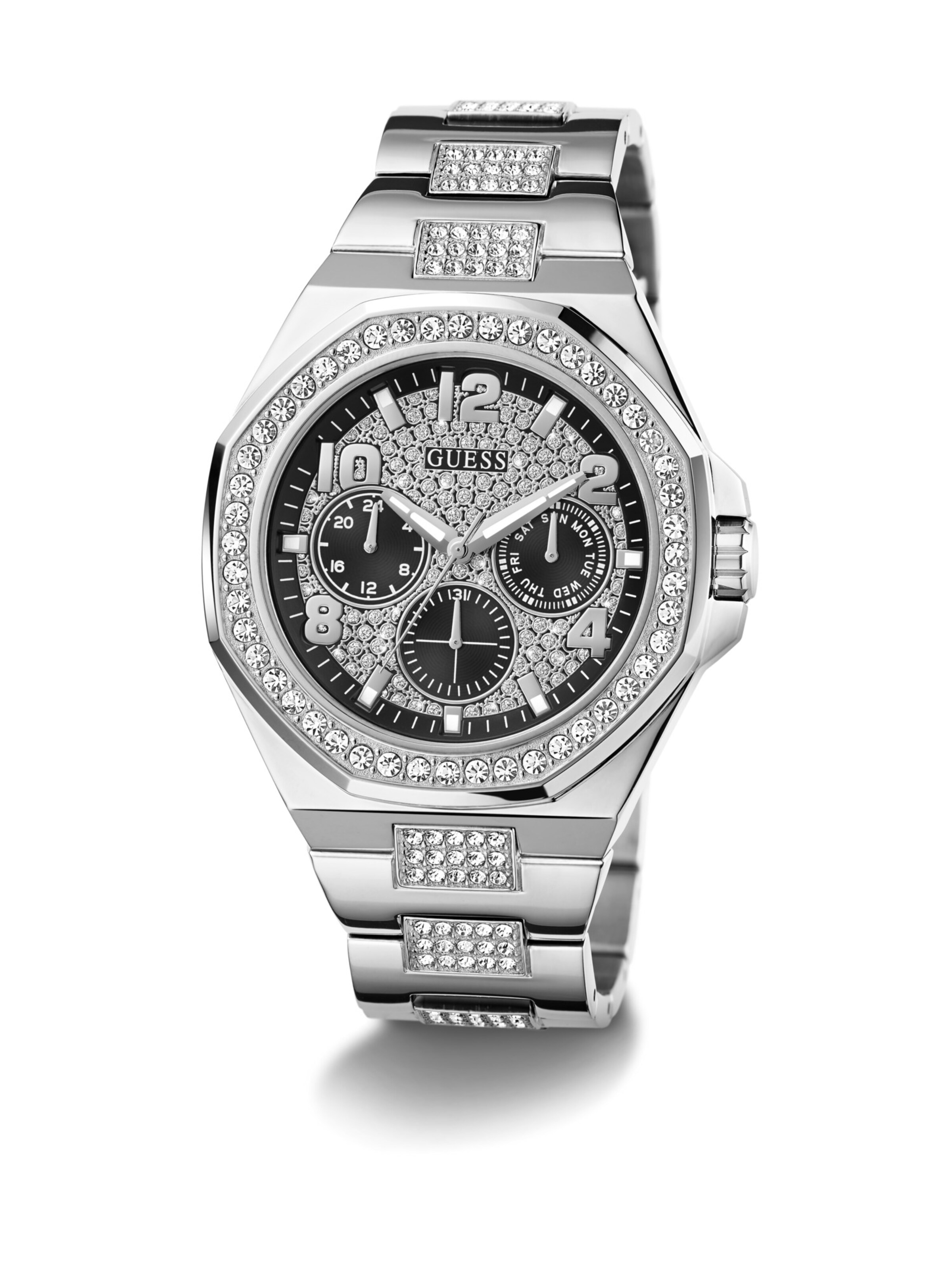 GUESS Analoog horloge 'EMPIRE' in Zilver