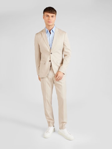 Coupe slim Costume 'CEDRIC' SELECTED HOMME en beige : devant