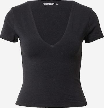 Tricou de la Abercrombie & Fitch pe negru: față