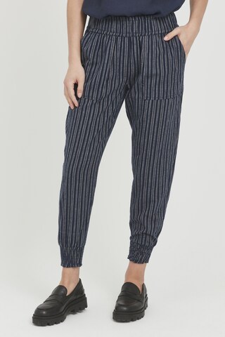 Fransa Tapered Pleat-Front Pants in Blue: front