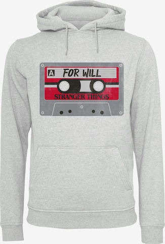 F4NT4STIC Sweatshirt 'Stranger Things Cassette For Will Netflix TV Series' in Grijs: voorkant