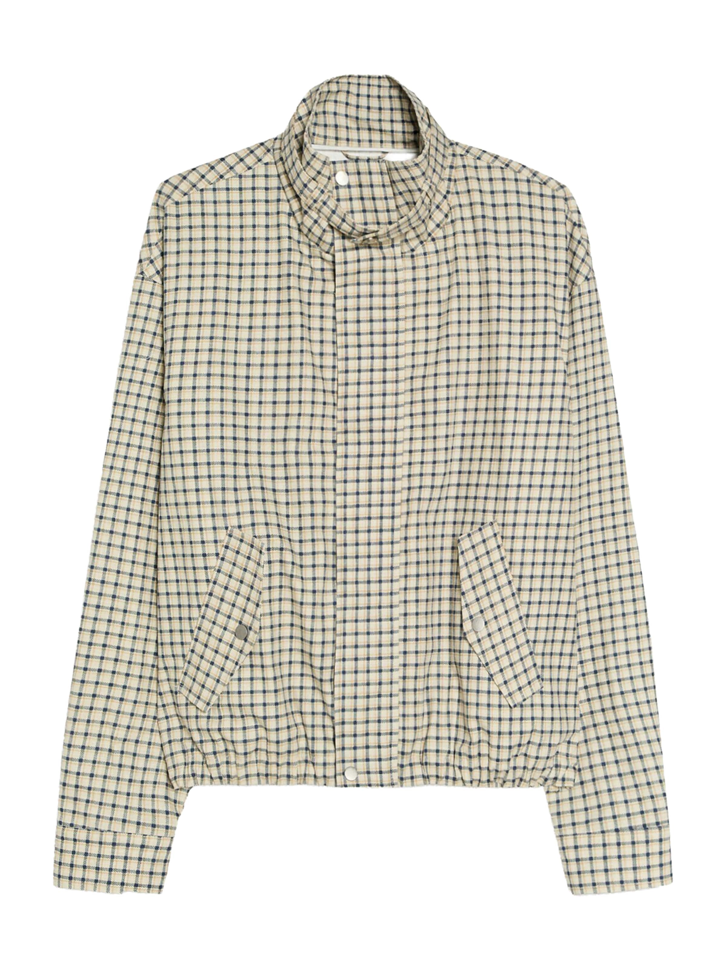 Bershka Veste mi-saison en S en beige / bleu marine / blanc, Vue avec produit