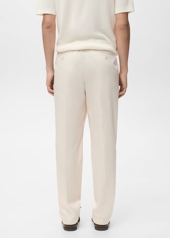 MANGO MAN Loose fit Pleated Pants 'Lighter' in Beige