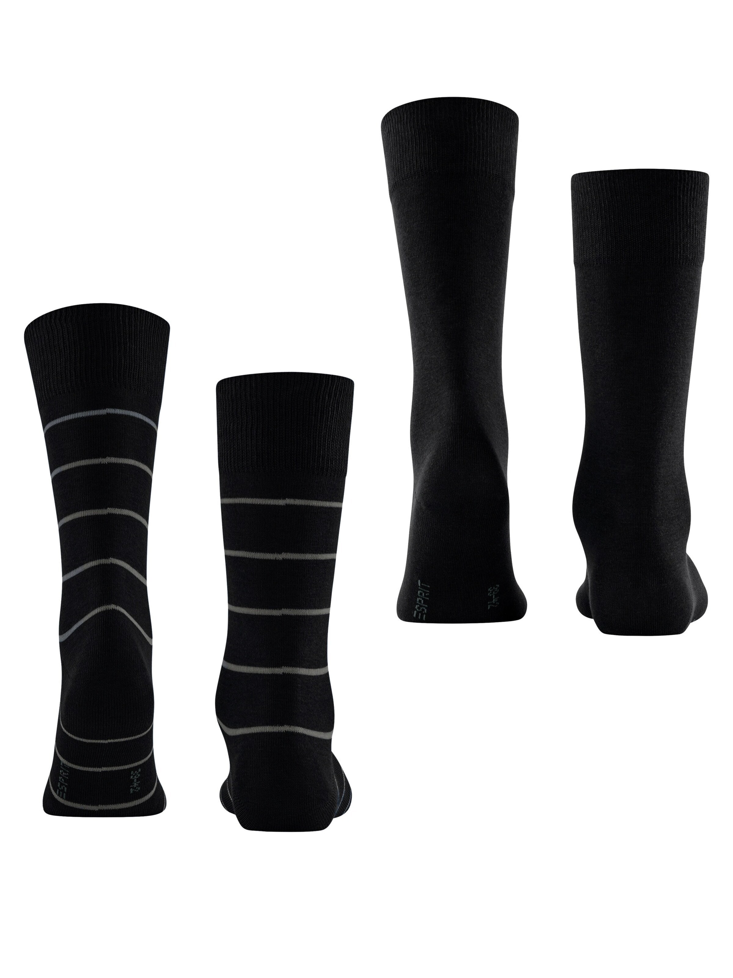ESPRIT Socken 'Modern Stripe 2-Pack'‌‌‌‌‌‌ in Schwarz