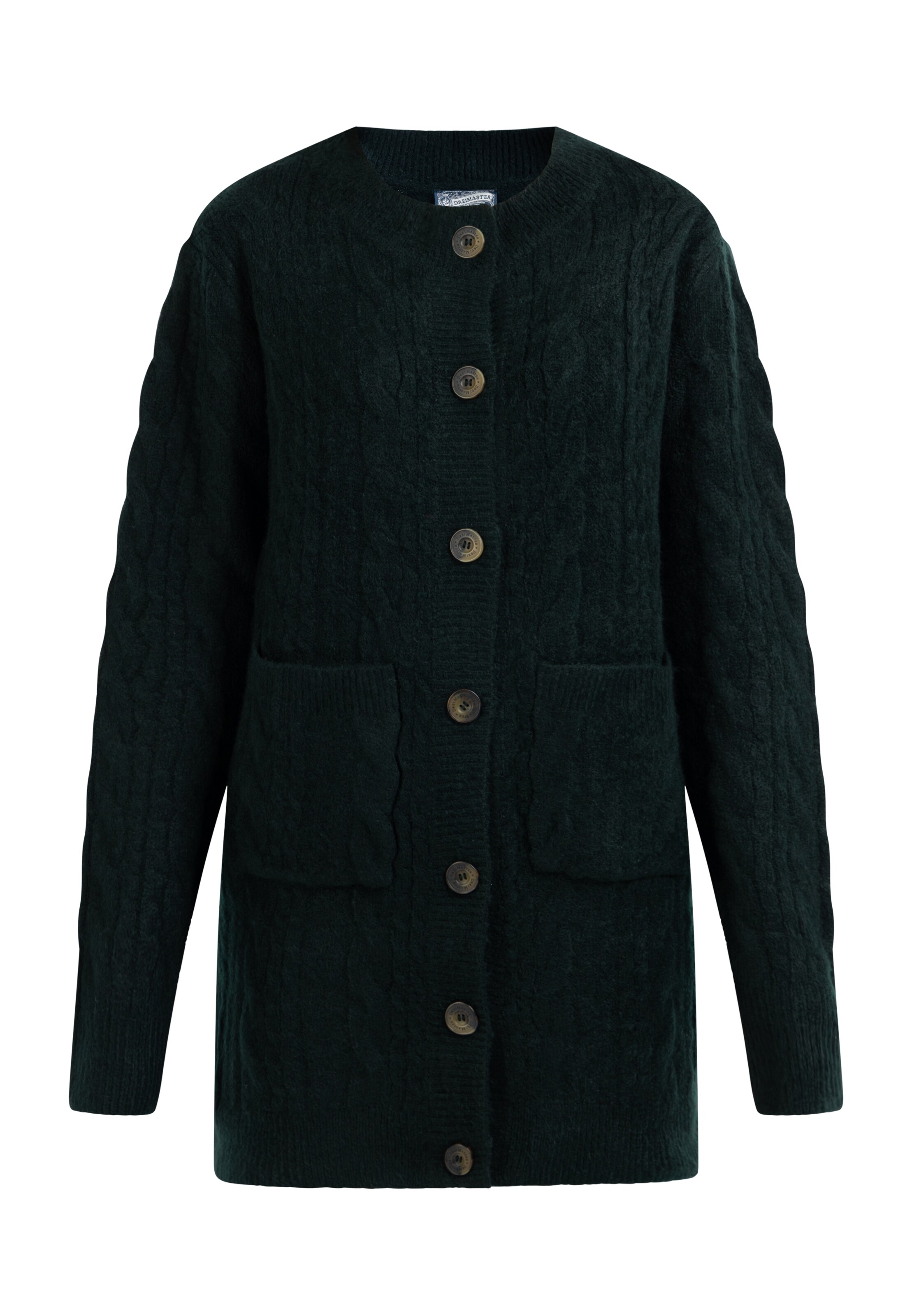 zaļš DreiMaster Vintage Adīta jaka: no priekšpuses