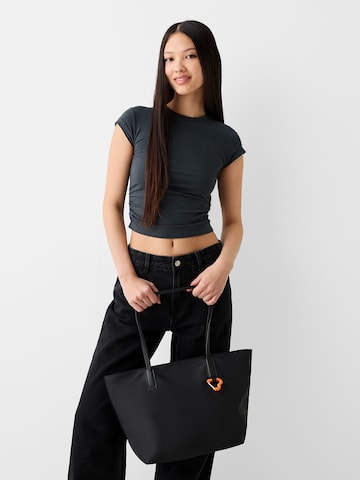Bershka Nakupovalna torba | črna barva