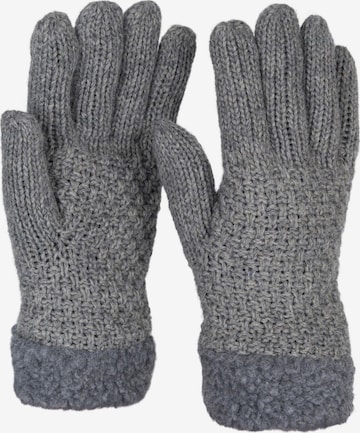 styleBREAKER Fingerhandschuhe 'Strickhandschuhe mit Perlmuster und Fleece' in Grau: Vorderseite