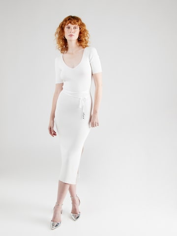 HUGO Red - Vestido de malha 'Simbly' em branco: frente