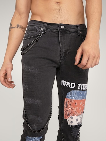 MAD TIGERS Slim fit Jeans 'VINTAGE BANDANA ARTPATCH' in Black