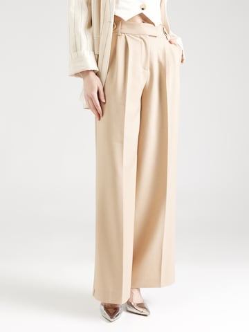 Nasty Gal Wide leg Bandplooibroek in Beige: voorkant