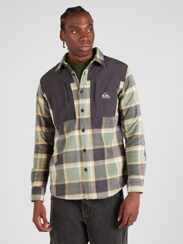 QUIKSILVER Regular fit Athletic button up shirt 'SUMMIT RUN' in Green: front