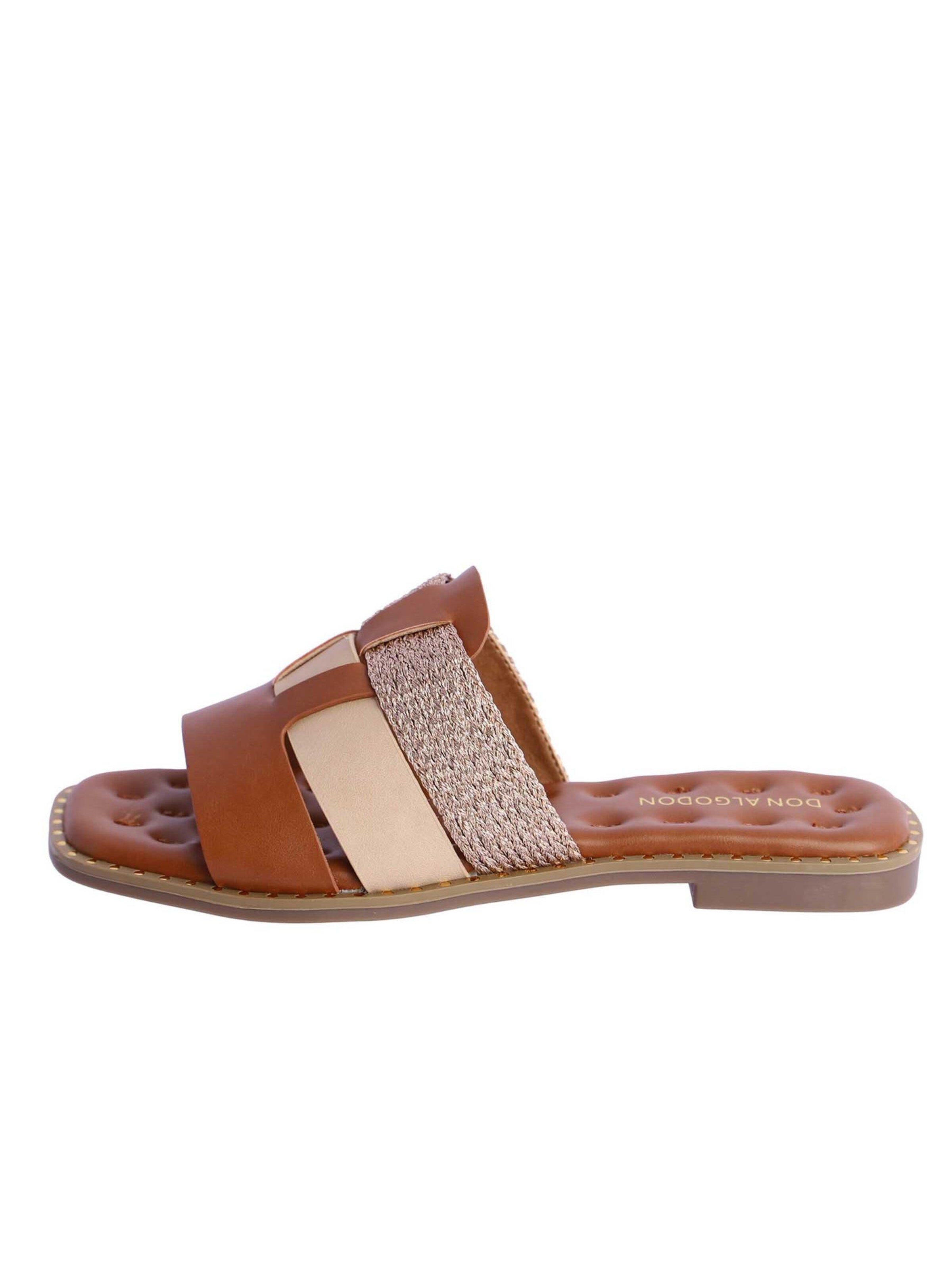 Don Algodon - Zapatos abiertos 'Sandalia para mujer DON ALGODON Vera de piel sintética combinada en rafia' en marrón
