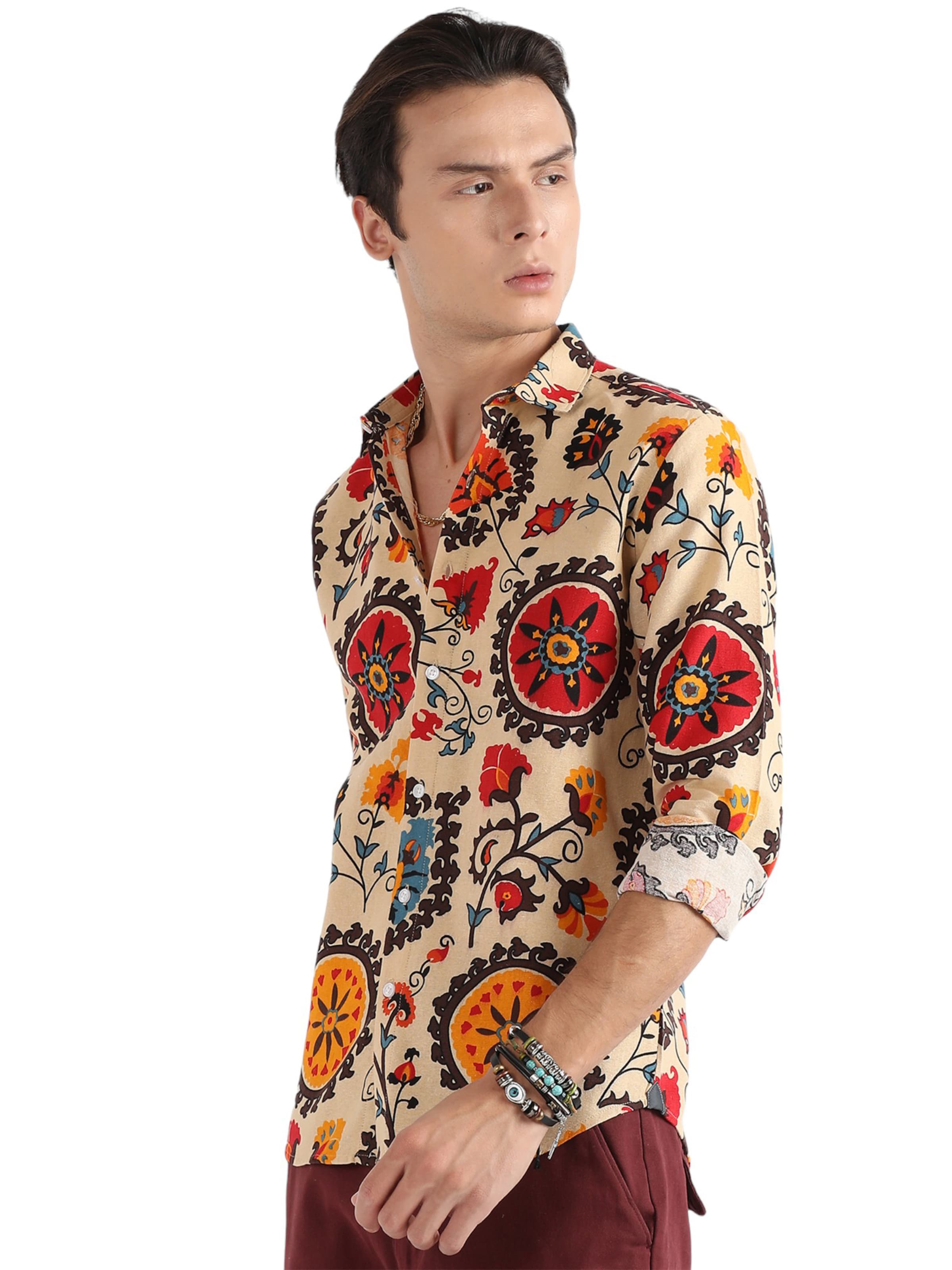 Campus Sutra Rovný strih Košeľa 'Anderson' - Béžová