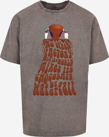 ABSOLUTE CULT T-Shirt 'Willy Wonka - Chocolate Waterfall' in Grau: predná strana