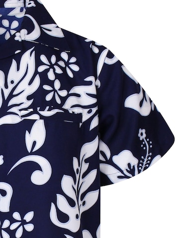 King Kameha Shirt 'Hibiscus' in Blau