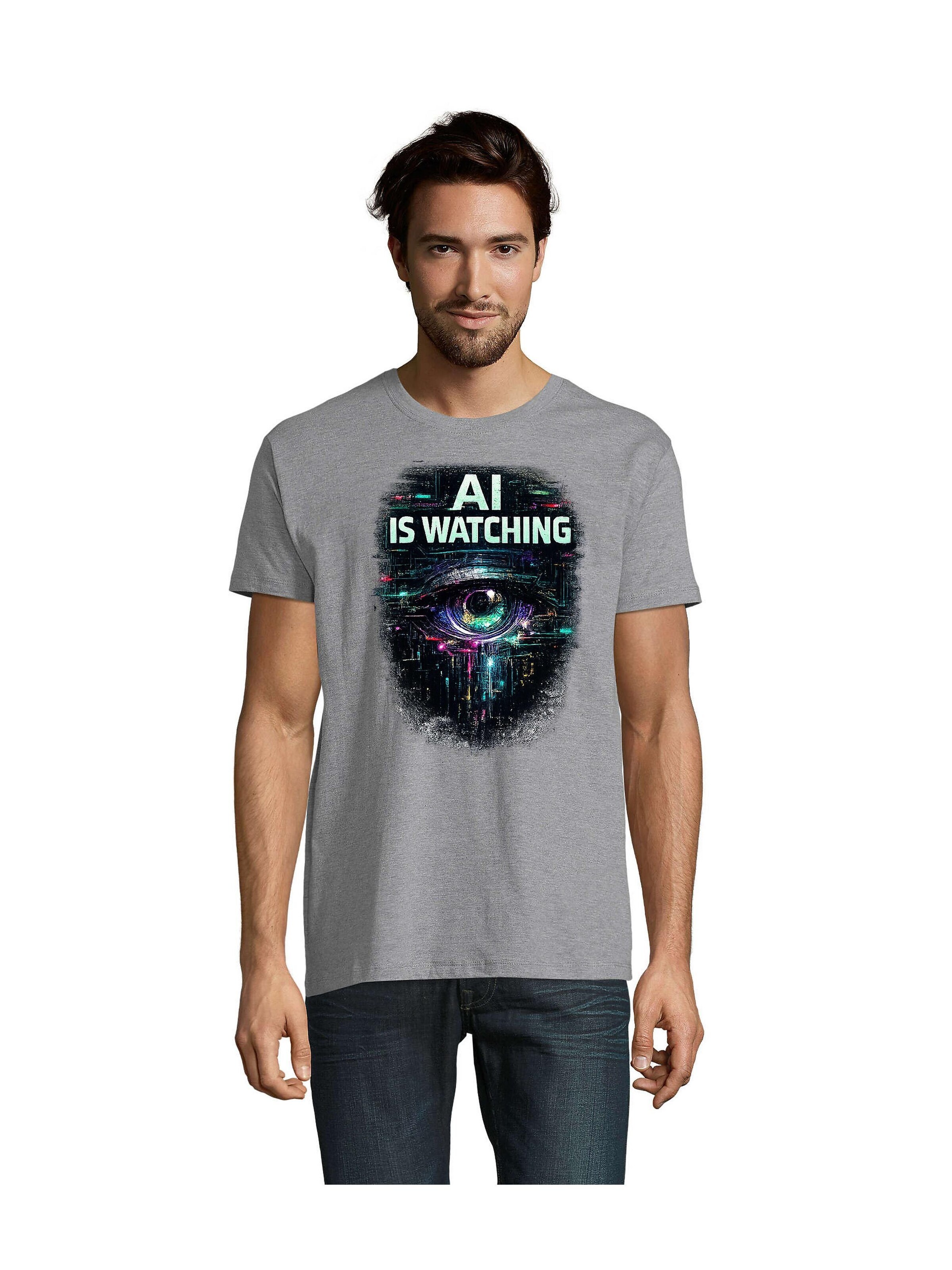 Blondie & Brownie Shirt 'AI is Watching'‌‌‌‌‌‌‌ in 5XL in grau, Produktansicht