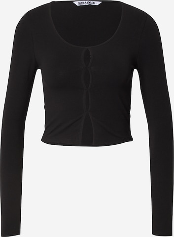 NEON & NYLON Μπλουζάκι 'LIPS' σε μαύρο: μπροστά