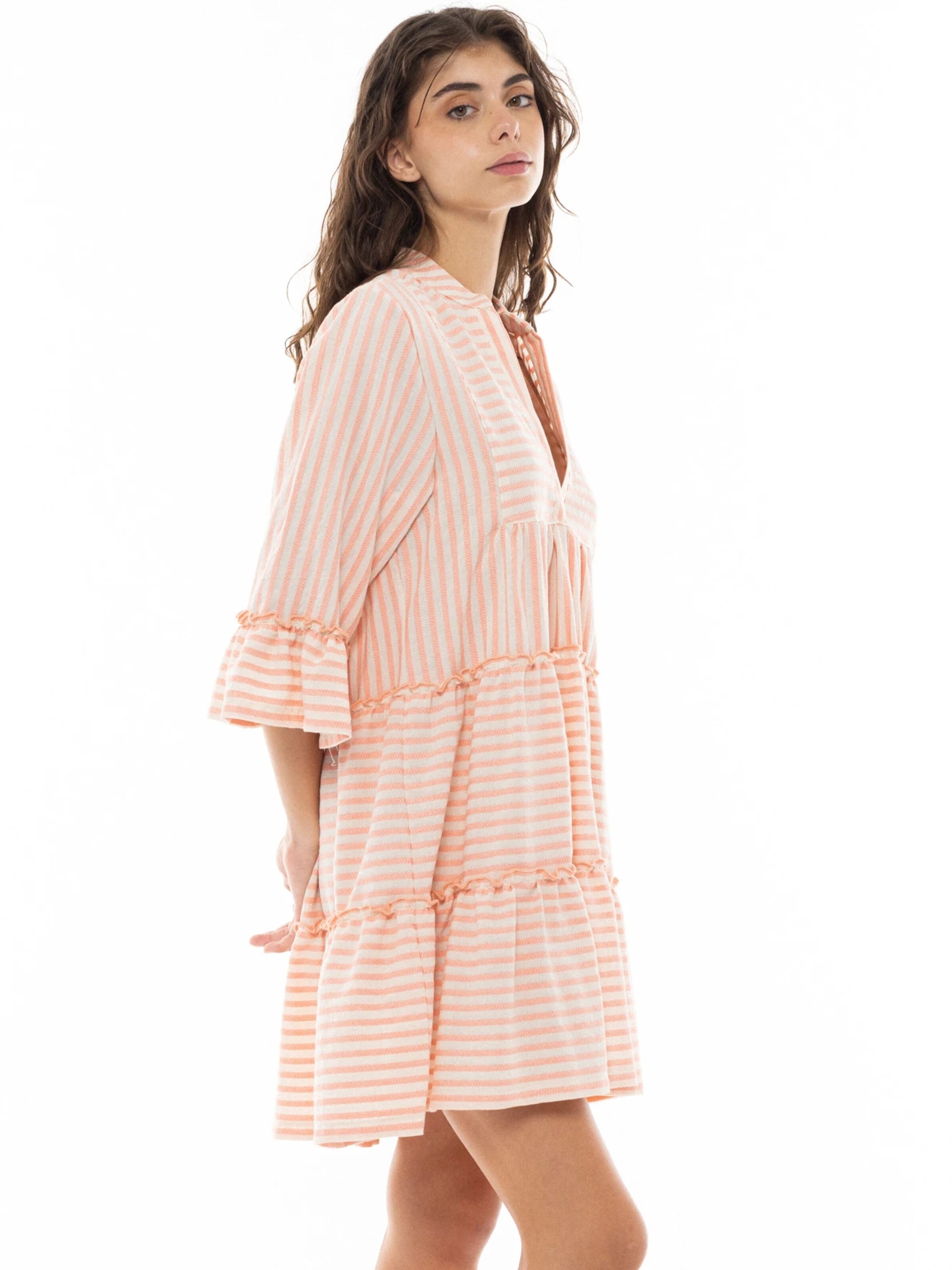 Pink Label Zomerjurk 'BEACHWEAR STRIPE PAL' in Oranje