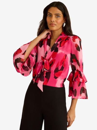 love & roses Bluse in pink / himbeer / rot / schwarz, Produktansicht