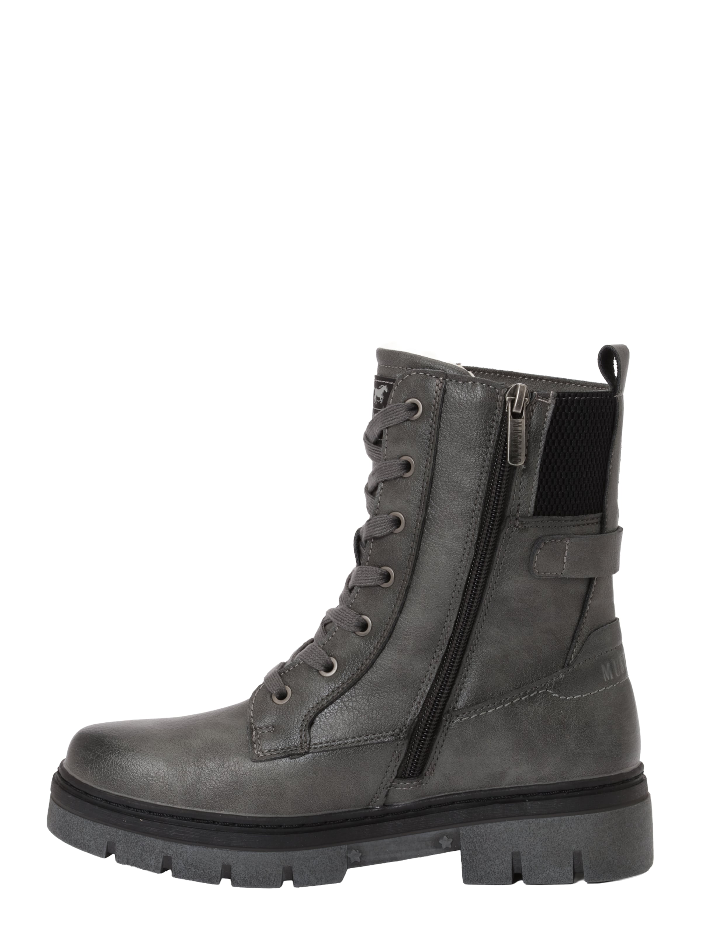 MUSTANG Μποτάκι με κορδόνια σε γκρι