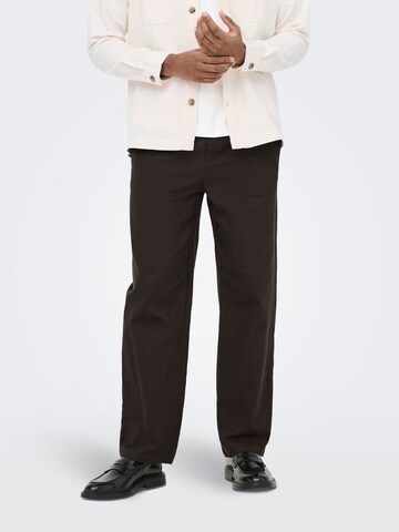Loosefit Pantalon chino 'ONSSinus' Only & Sons en marron : devant
