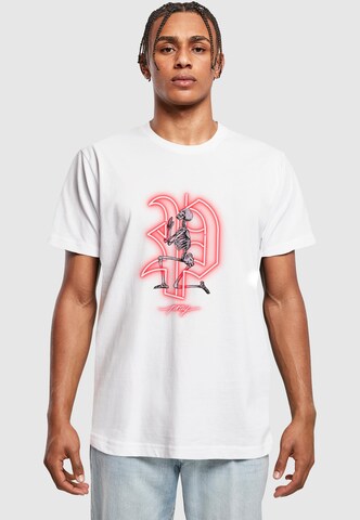 T-Shirt 'Pray Neon Skull' Mister Tee en blanc : devant