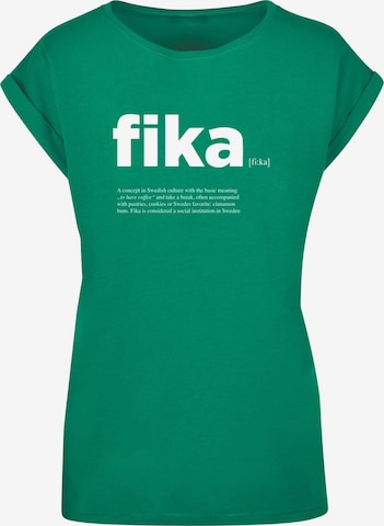 Mister Tee Shirt 'Fika Definition' in Green: front