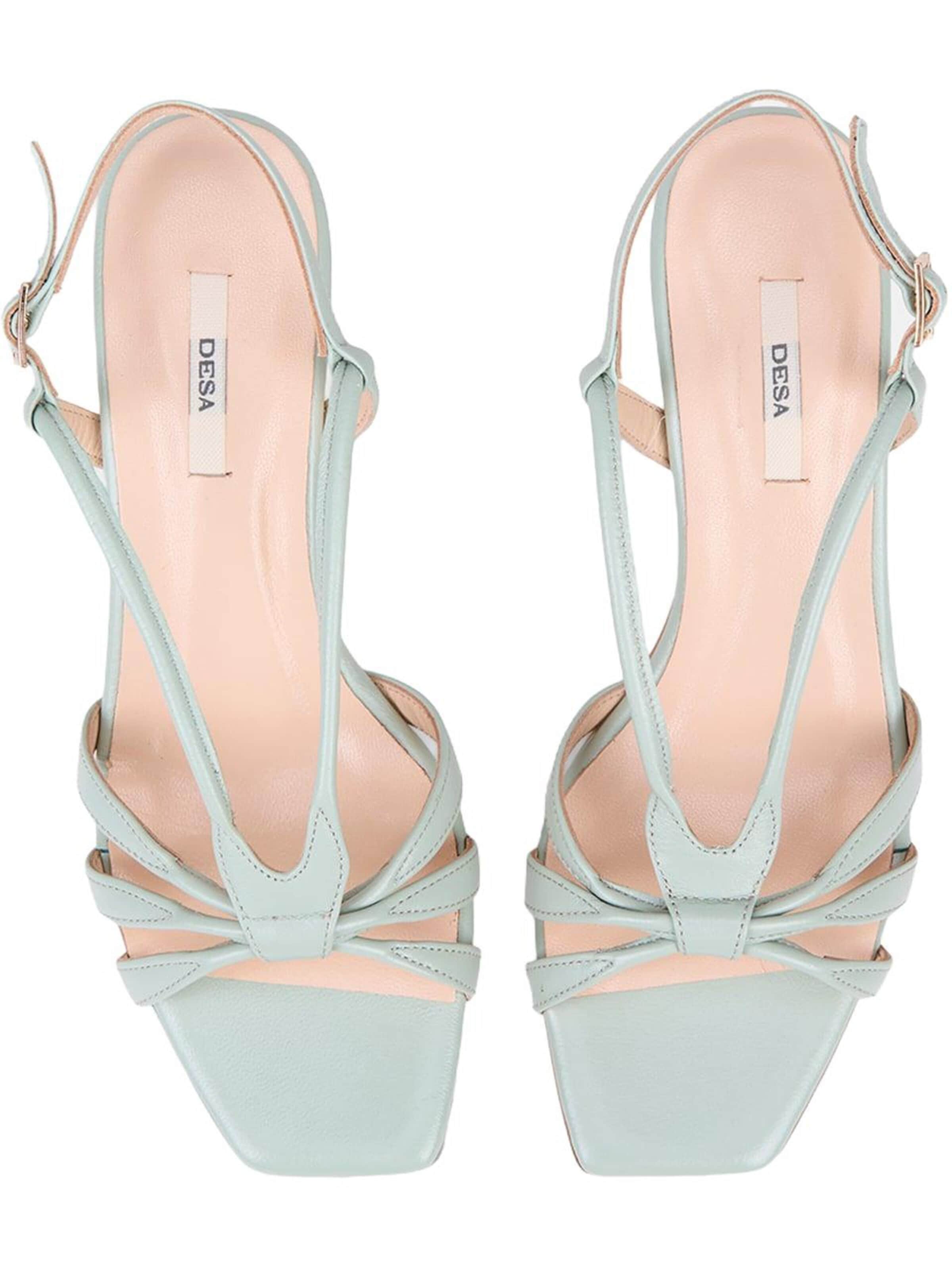 Desa Strap sandal 'DESA Damen-Sandalen aus Leder mit Knöchelriemen und Absatz' in Green